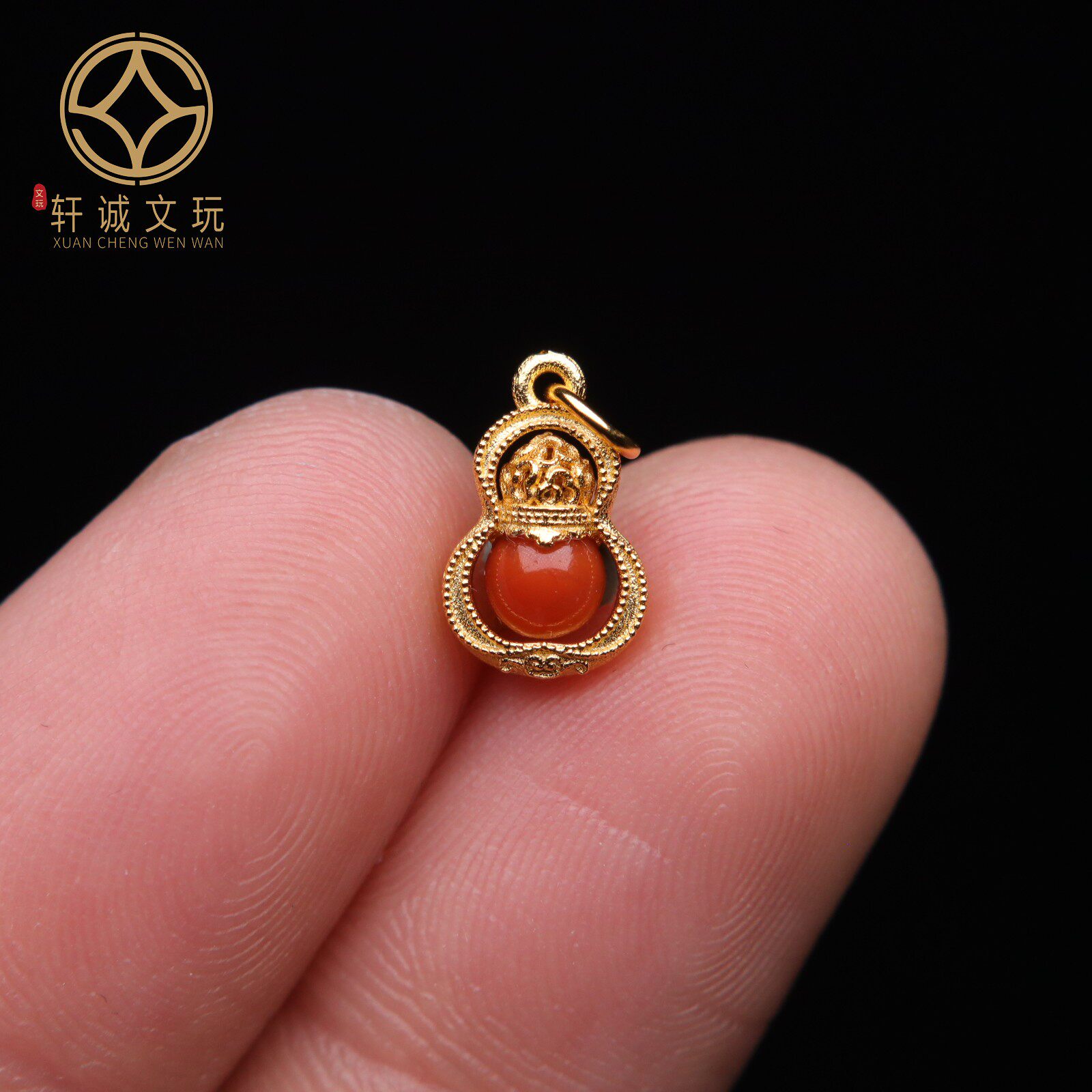 原创足银925银镀金双面南红葫芦桶珠腰珠隔珠手串diy文玩配饰配件