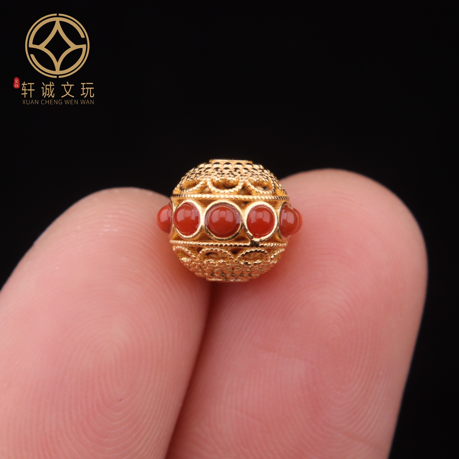 8.8MM银镀金蜻蜓眼s925转运珠子南红松石隔珠手链配件diy配饰配珠