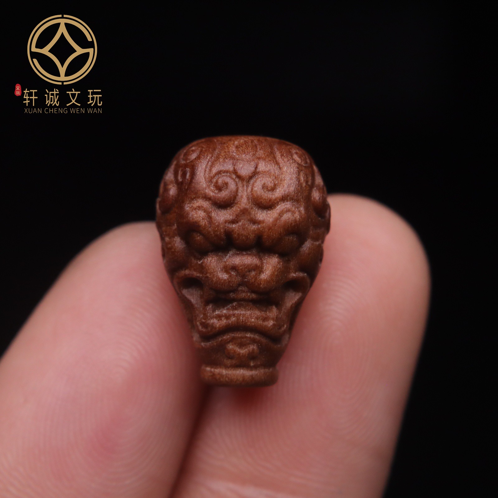 天然原矿老山檀沉香兽面貔貅三通佛头DIY文玩手链配饰配件饰品