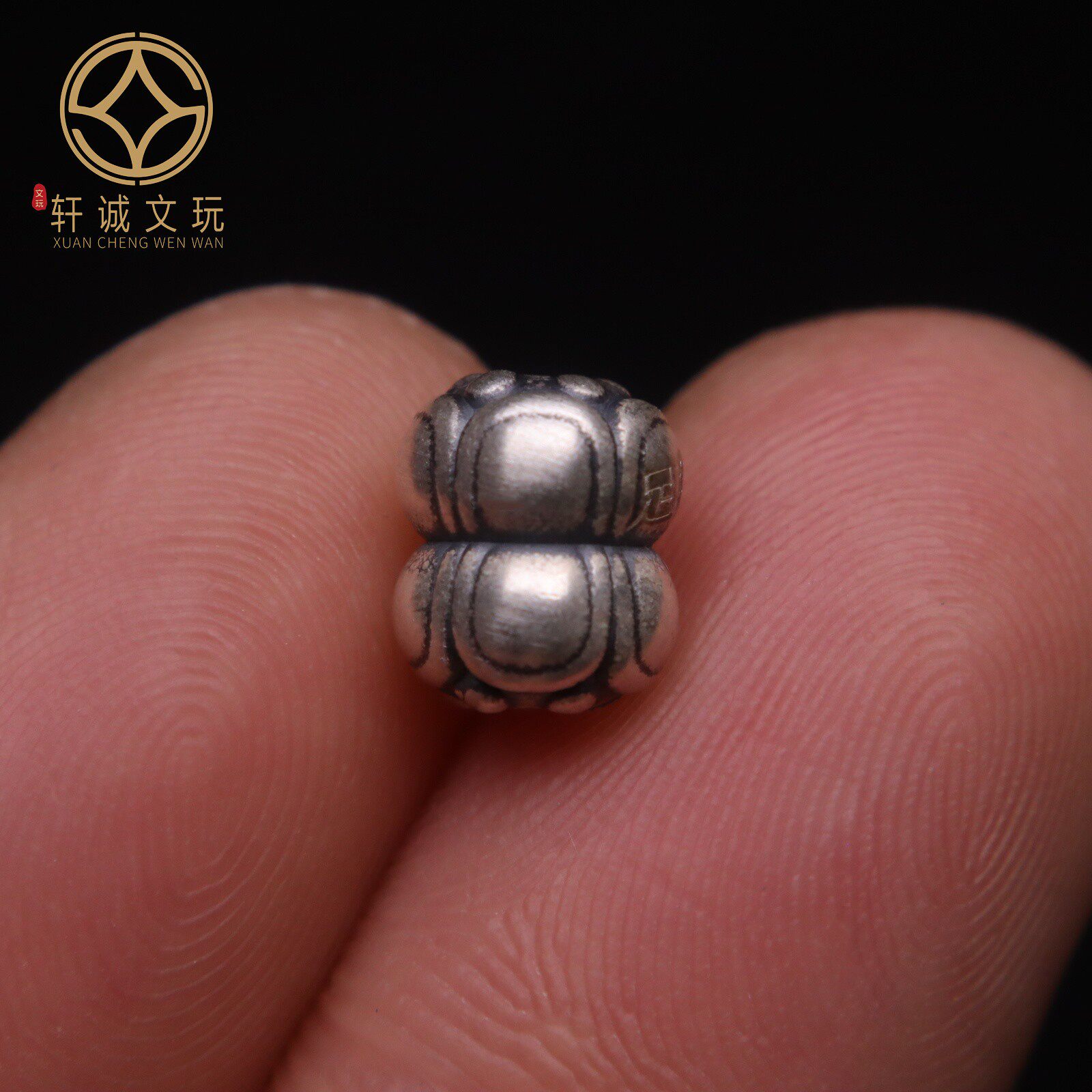 纯银足银999双面莲花配饰珠散珠圆珠顶珠腰珠金刚菩提diy隔珠配件