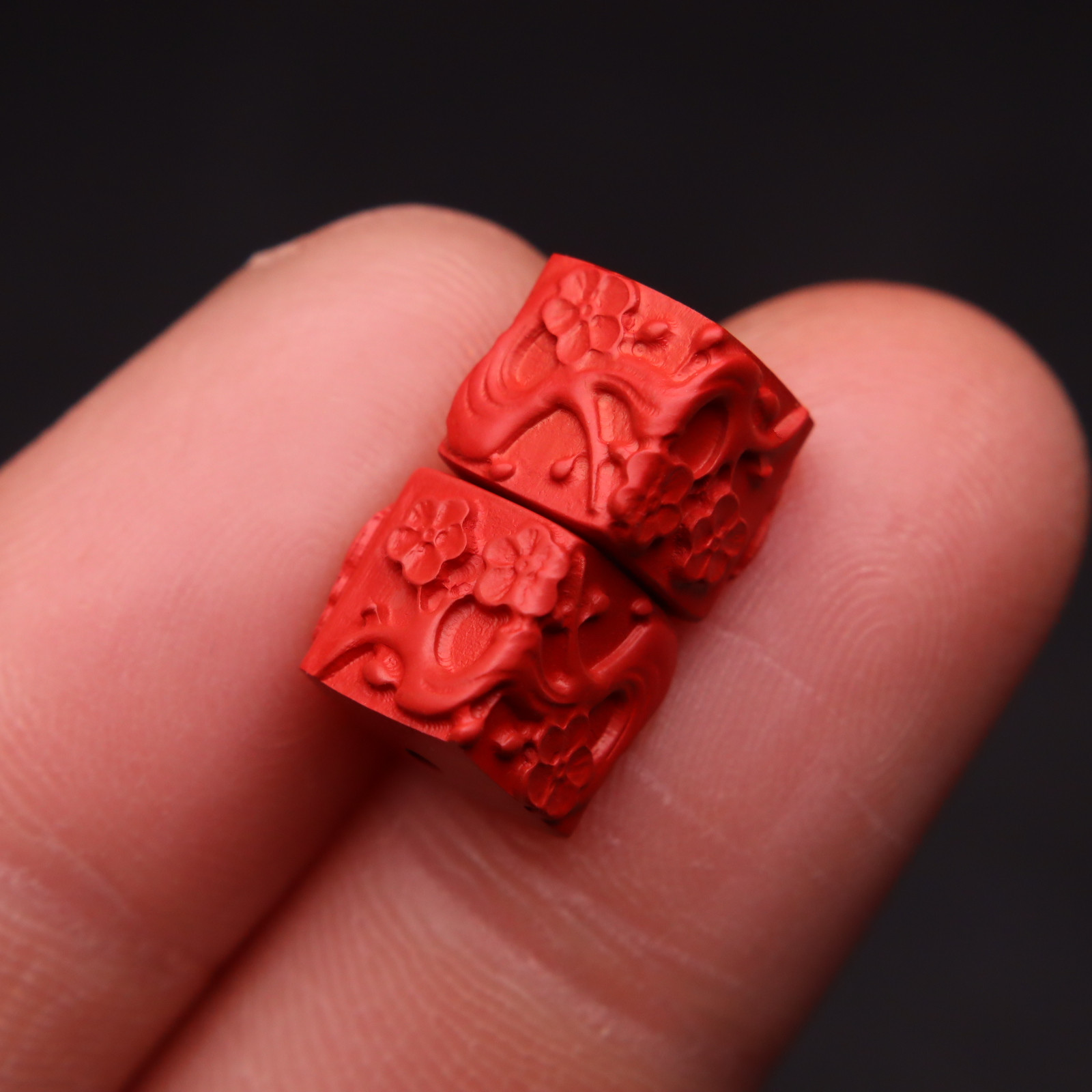 天然原矿帝王朱砂四方花珠方珠回纹珠散珠手链手串配件配饰