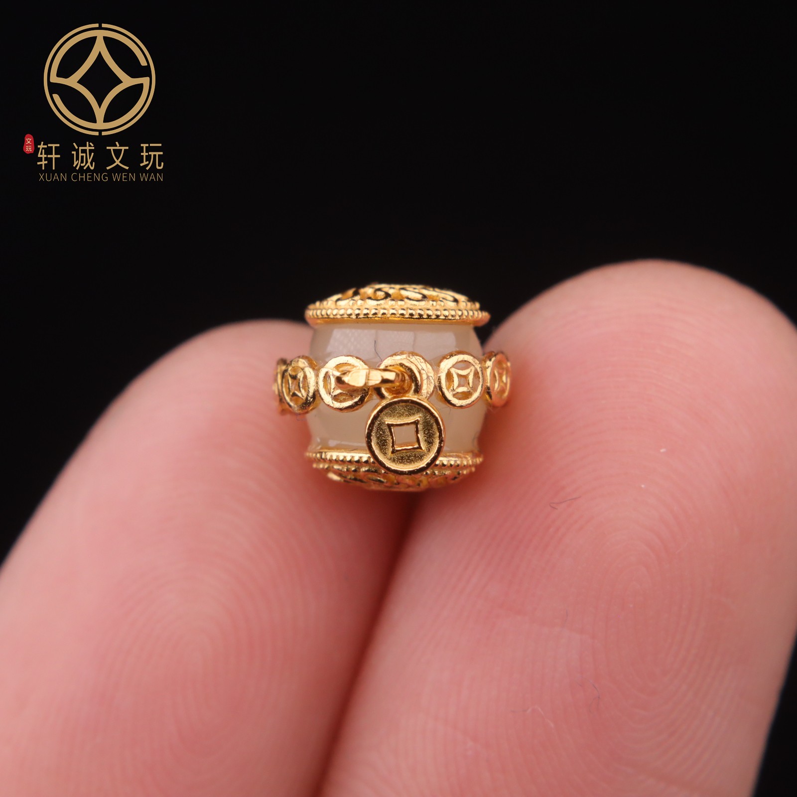 10MM白水晶铜钱桶珠S925纯银镀金镶嵌隔珠配件配珠手串手链桶珠