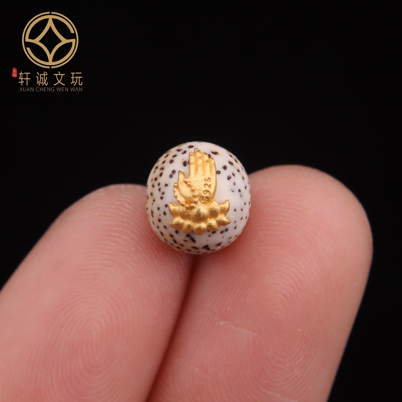 原创S925银镀金天然星月菩提圆珠镶佛手散珠DIY手串手链配饰配件