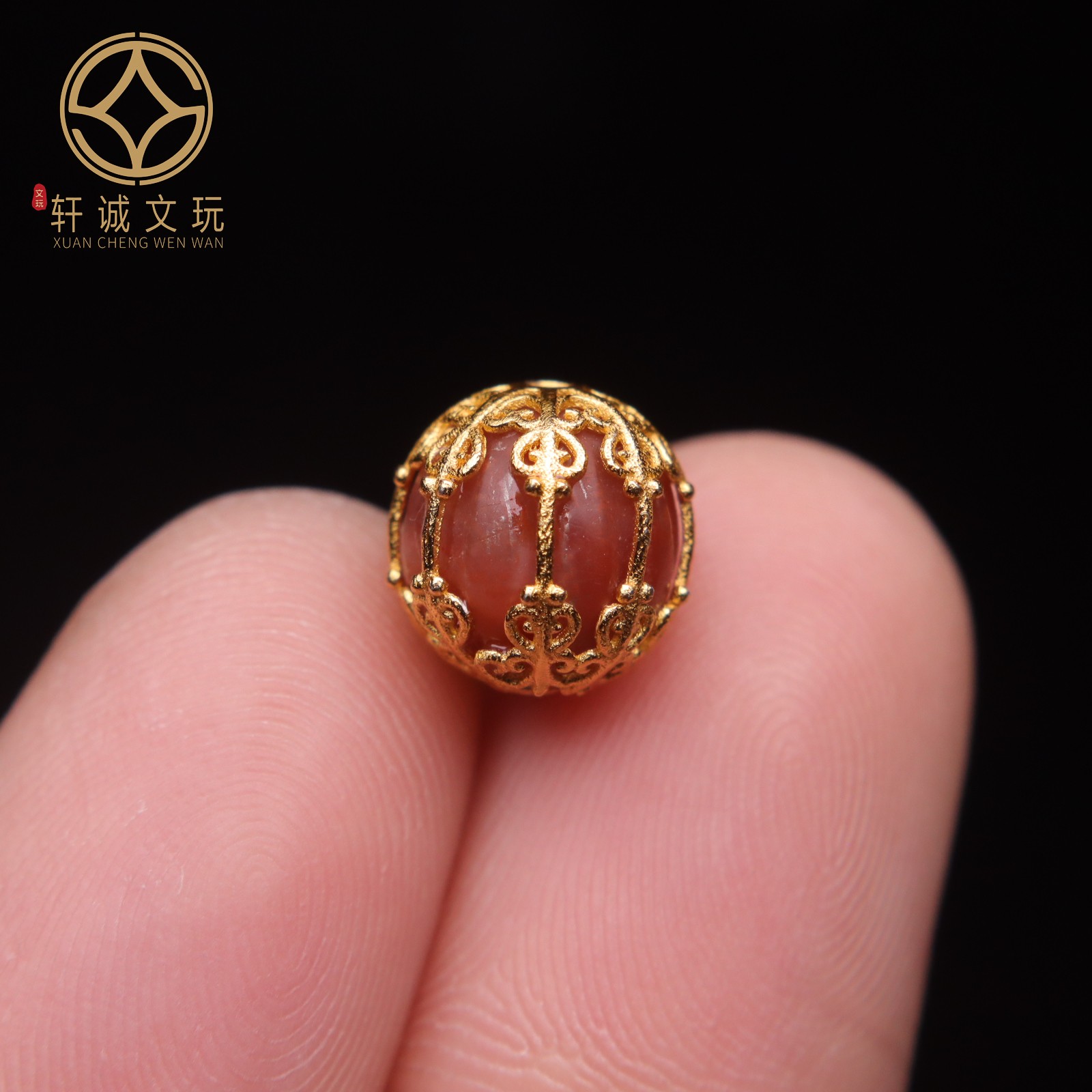 古法金银镀金瓜珠镶嵌灯笼珠保真南红玛瑙散珠DIY配饰配珠饰品