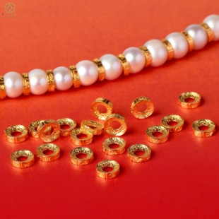 S925古法银镀金回纹隔片diy文玩佛珠手串手链隔珠垫片散珠配件