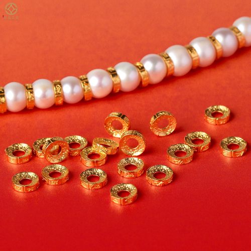 S925古法银镀金回纹隔片diy文玩佛珠手串手链隔珠垫片散珠配件