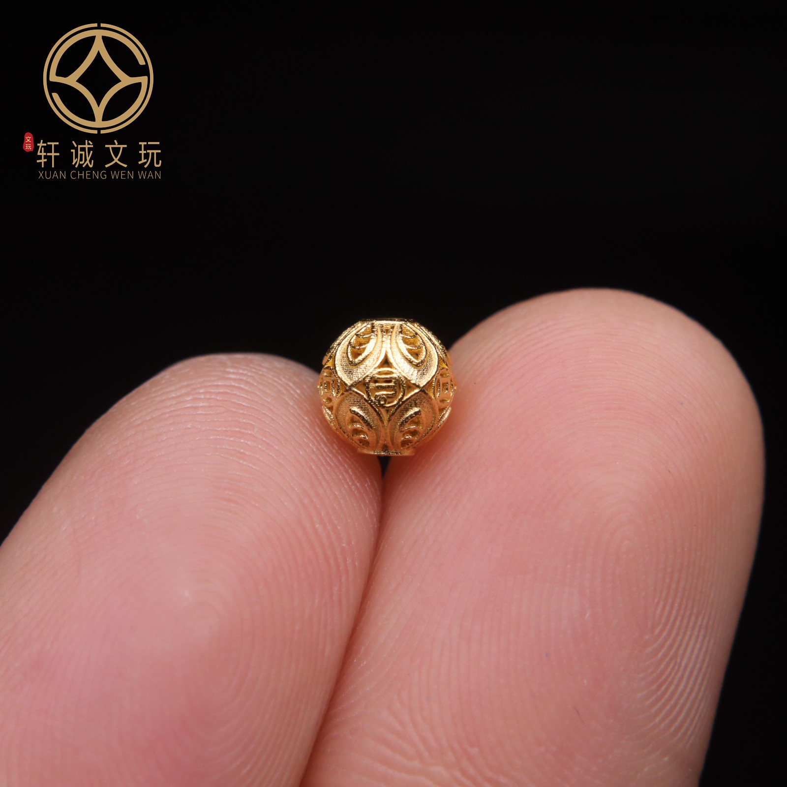原创925银镀金莲花铜钱莲子圆珠腰珠隔珠手工串珠diy文玩配饰珠