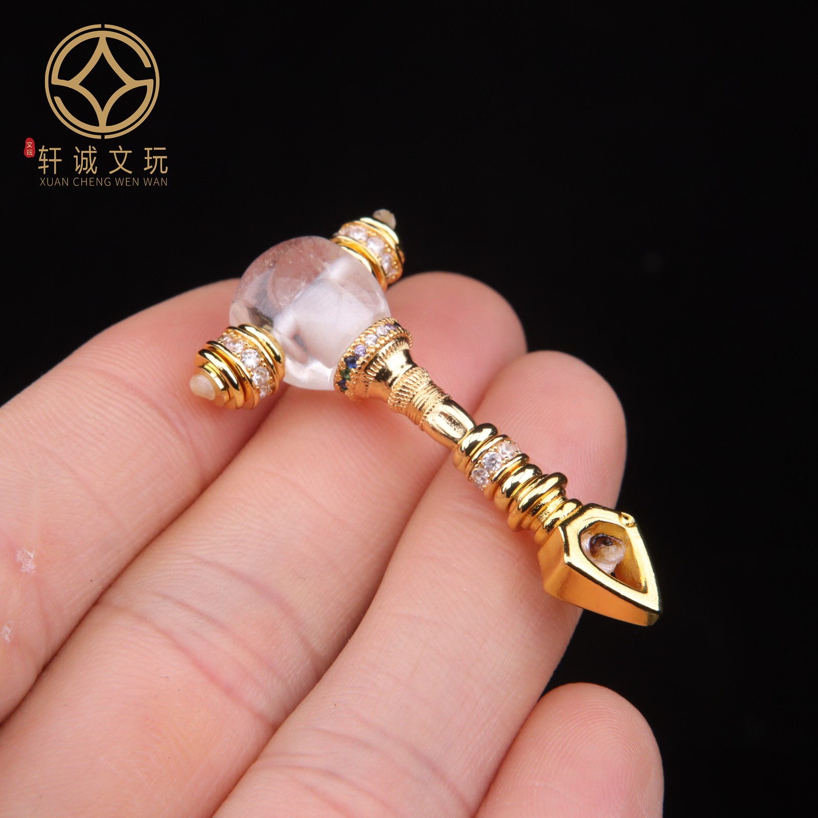 古法金配件天然水晶组合套装隔珠散珠圆珠子DIY文玩配饰配件配珠