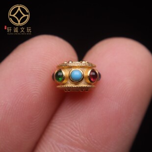 原创s925银镀金转运珠子宝石蜻蜓眼隔珠手链小配件diy配饰饰品