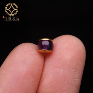 古法金银镀金配件天然紫水晶镶嵌桶珠隔珠散珠圆珠子DIY文玩配饰