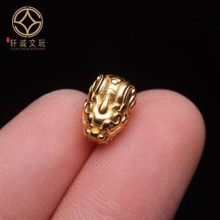 足银纯银925镀金貔貅三通佛头手串diy配件散珠佛珠文玩diy配饰