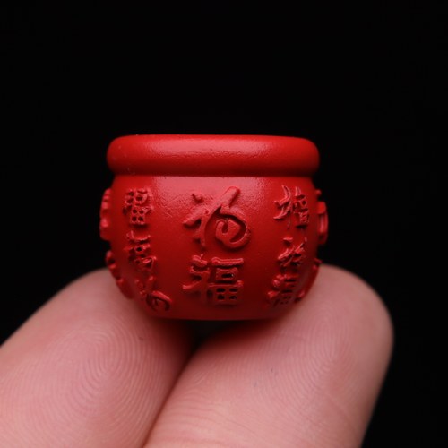 保真朱砂红砂聚宝盆圆珠侧挂手串长串diy文玩本命年配饰配件吊坠