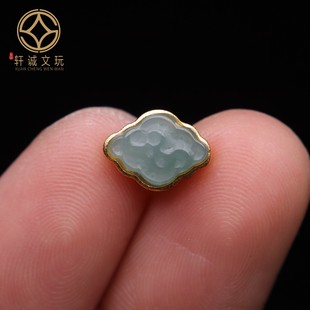 原创S925银镀金翡翠祥云云纹桶珠diy文玩佛珠手串手链文玩配件