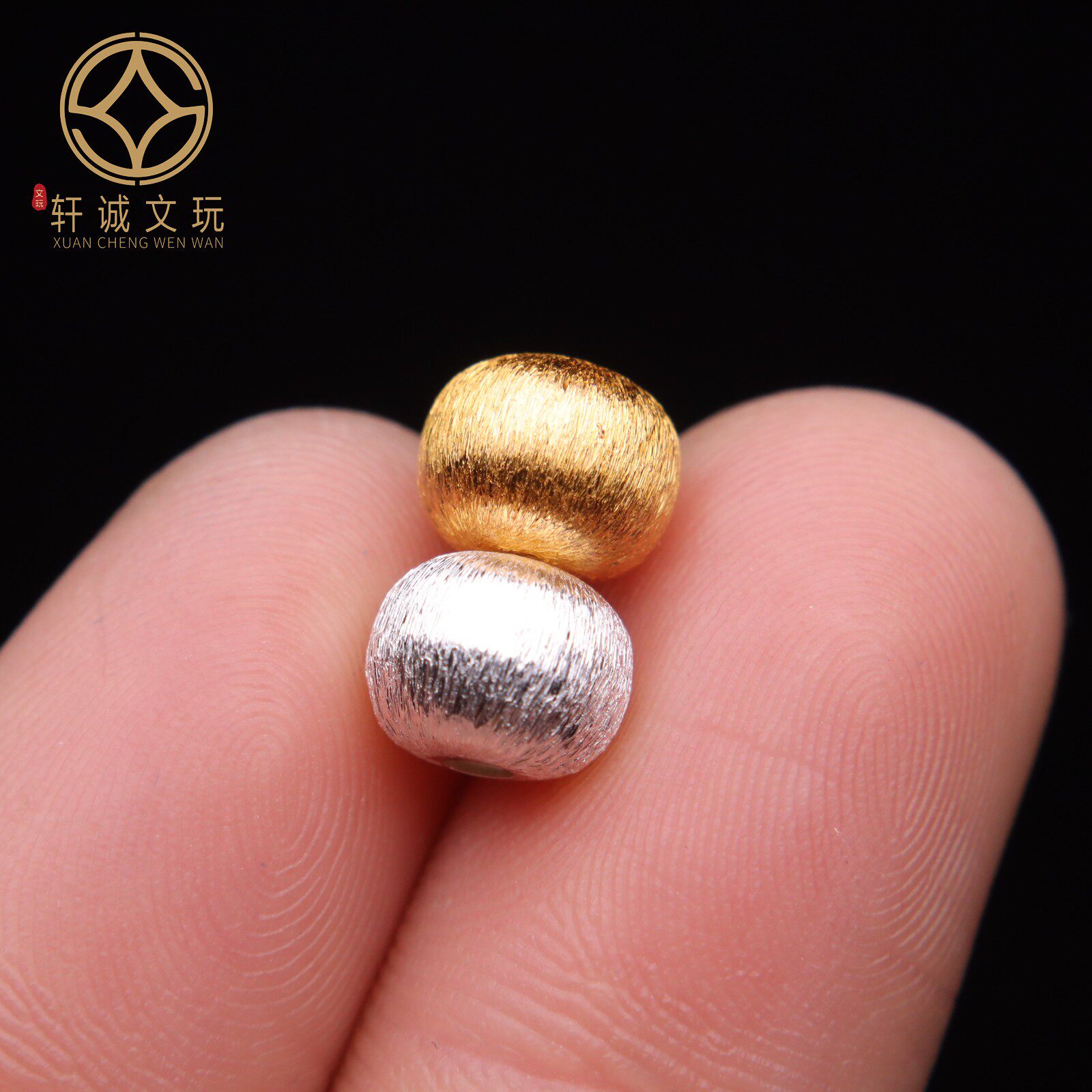 原创925银镀金磨砂拉丝桶珠隔珠手工串珠编绳diy文玩配饰配珠