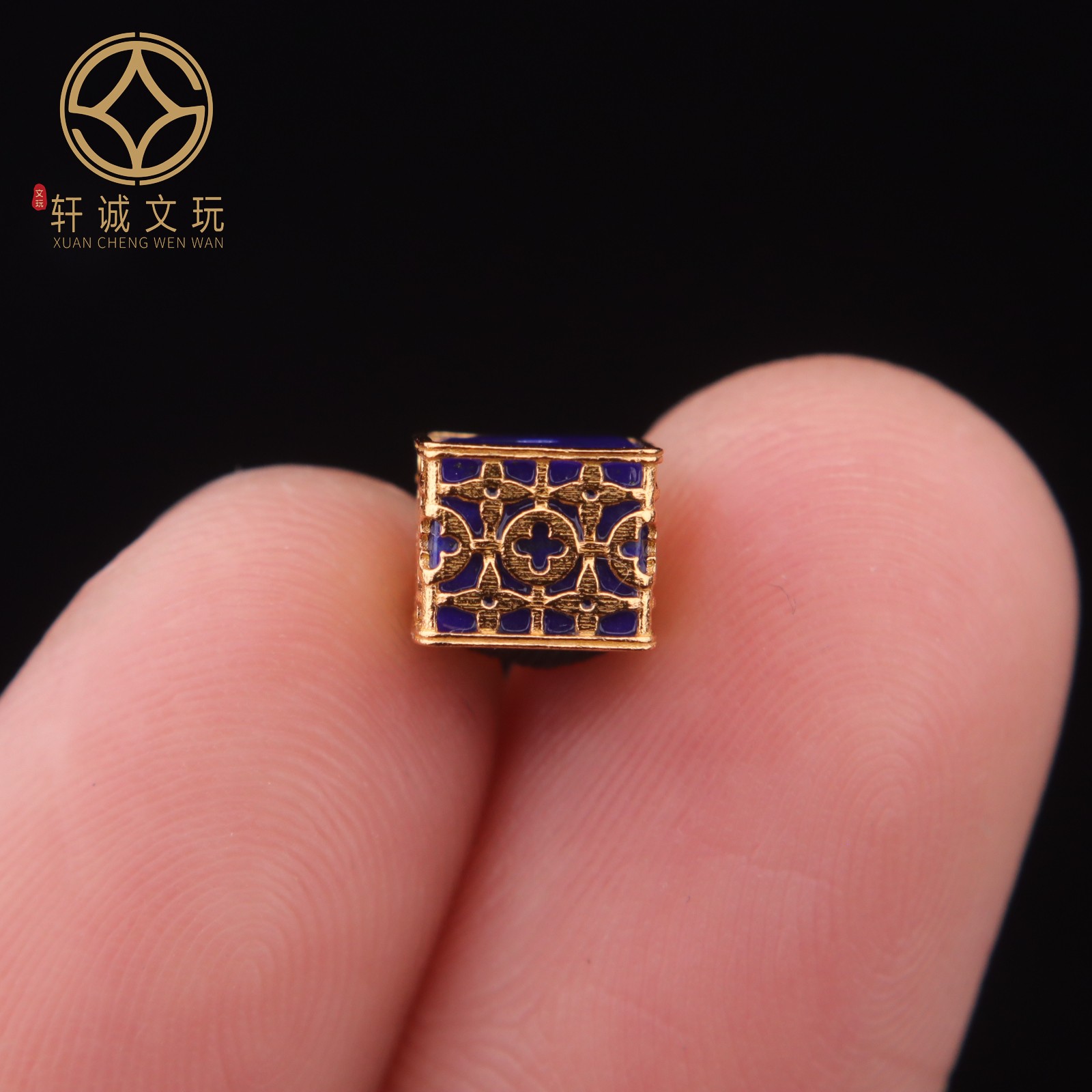 7MM四叶草青金石桶珠银镀金镶嵌天然鼓珠隔珠diy配饰配珠手串配件