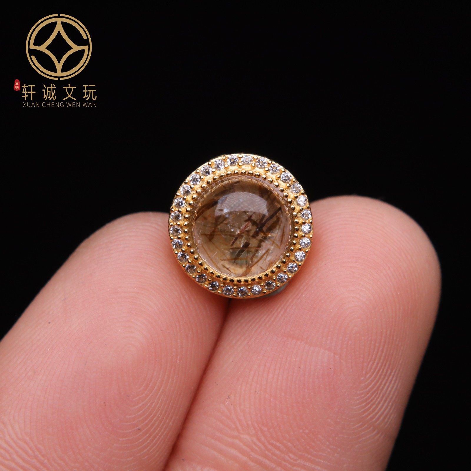 原创S925纯银镀金镶嵌发晶水晶桶珠隔珠配件配珠配饰桶珠饰品