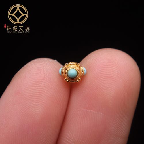 原创s925银镀金转运珠子松石蜻蜓眼隔珠手链小配件diy配饰珠饰品