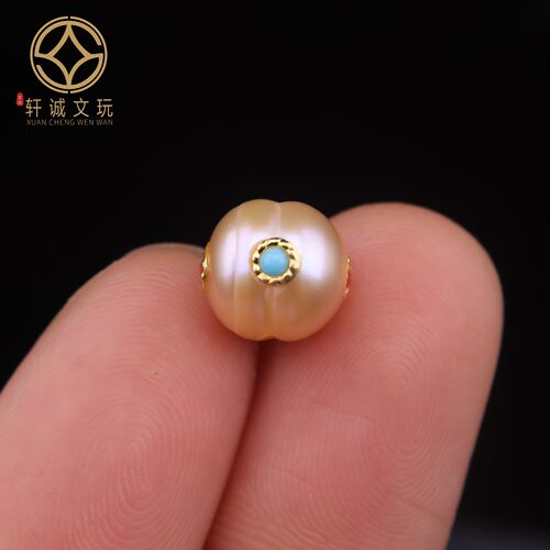 8.5MM天然珍珠松石南红蜻蜓眼圆珠桶珠隔珠串珠diy文玩手串配饰珠