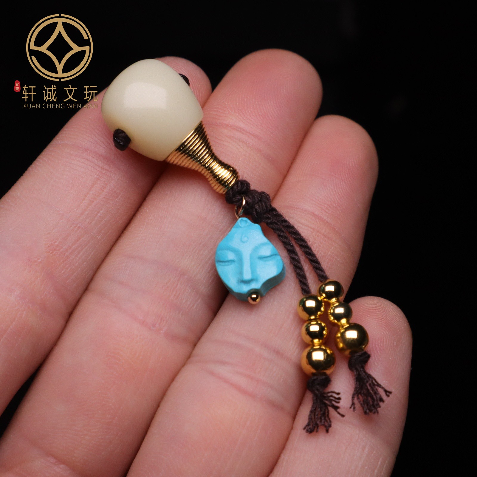 天然雪巴白琉璃古法金一念佛套装组合三通佛头108长串配饰配件