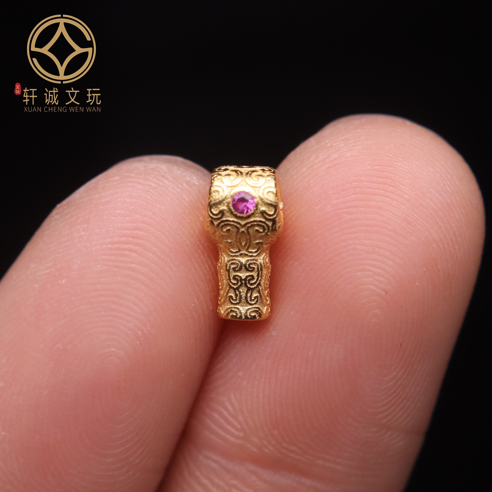 原创足银925镀金镶嵌三通佛头金刚星月菩提手串长串手持diy配件