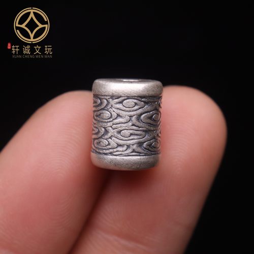 原创足银999祥云云纹大孔桶珠顶腰珠隔珠菩提手串串珠diy文玩配饰