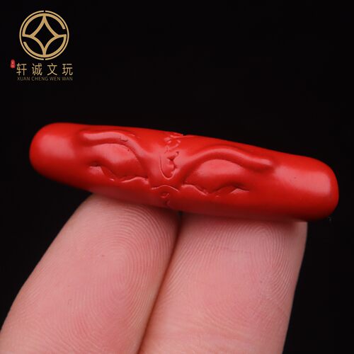 9MM兽面三角三通保真朱砂帝王砂大佛头星月金刚菩提108长串配饰