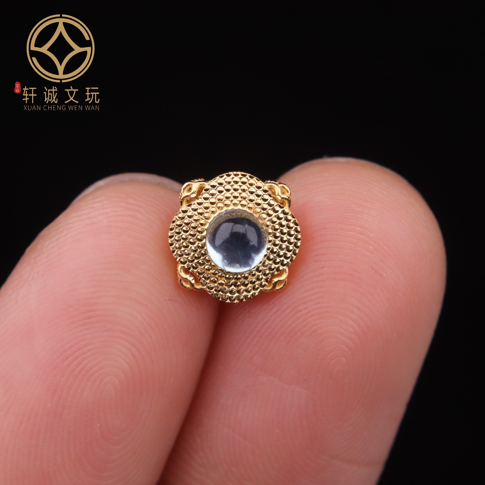 8.8MM银镀金碧玺背云925吊坠腰珠隔珠串珠diy文玩配饰手串配珠