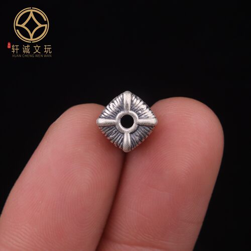 8.2MM编织方糖方桶珠足银999珠手串手链diy文玩配饰散珠配件配珠