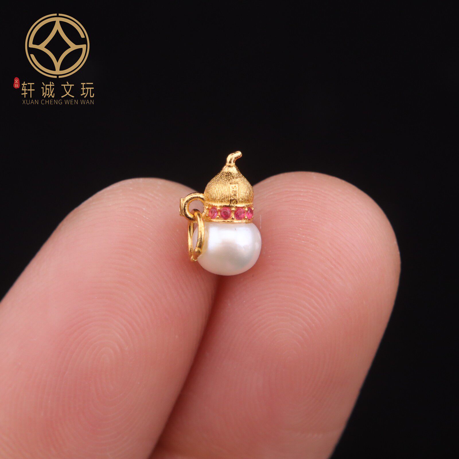 原创925银镀金珍珠葫芦镶嵌桶珠腰珠串珠diy文玩散珠配饰配珠配件