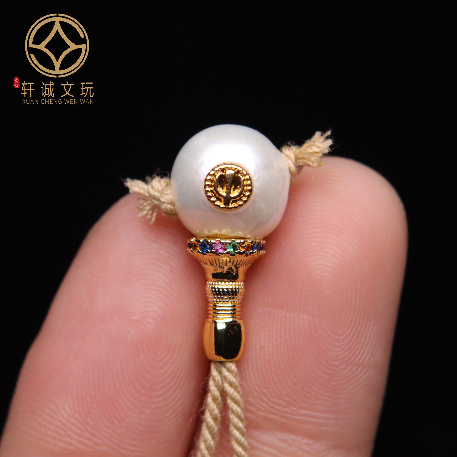 原创古法金镶嵌珍珠三通佛头桶珠串珠diy文玩散珠配饰配珠配件
