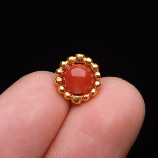 原创925银镀金南红玛瑙圆珠手串手工串珠编绳diy文玩配饰配件散珠