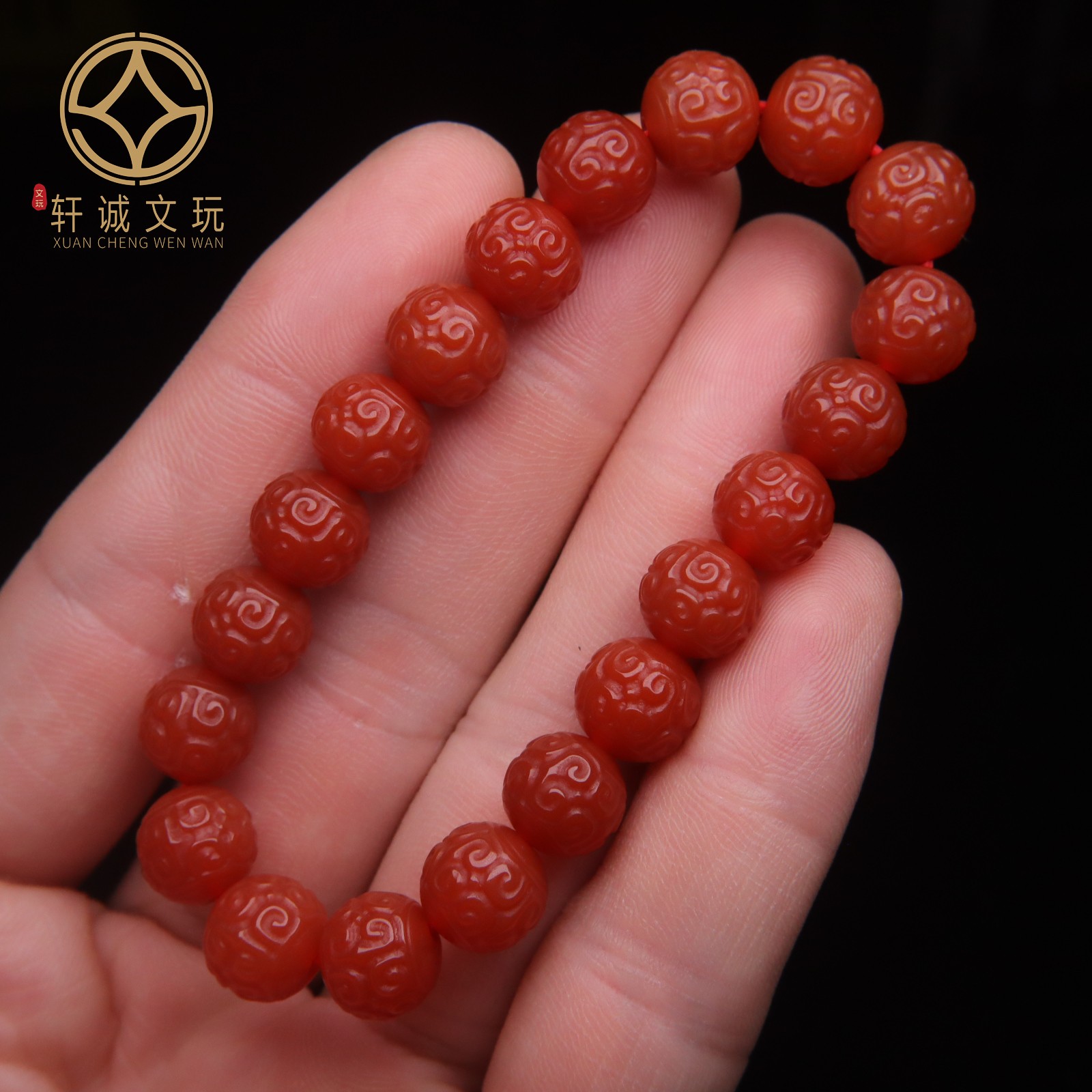 保真凉山满肉满色南红玛瑙回纹手串圆珠珠散珠DIY配饰新品手链