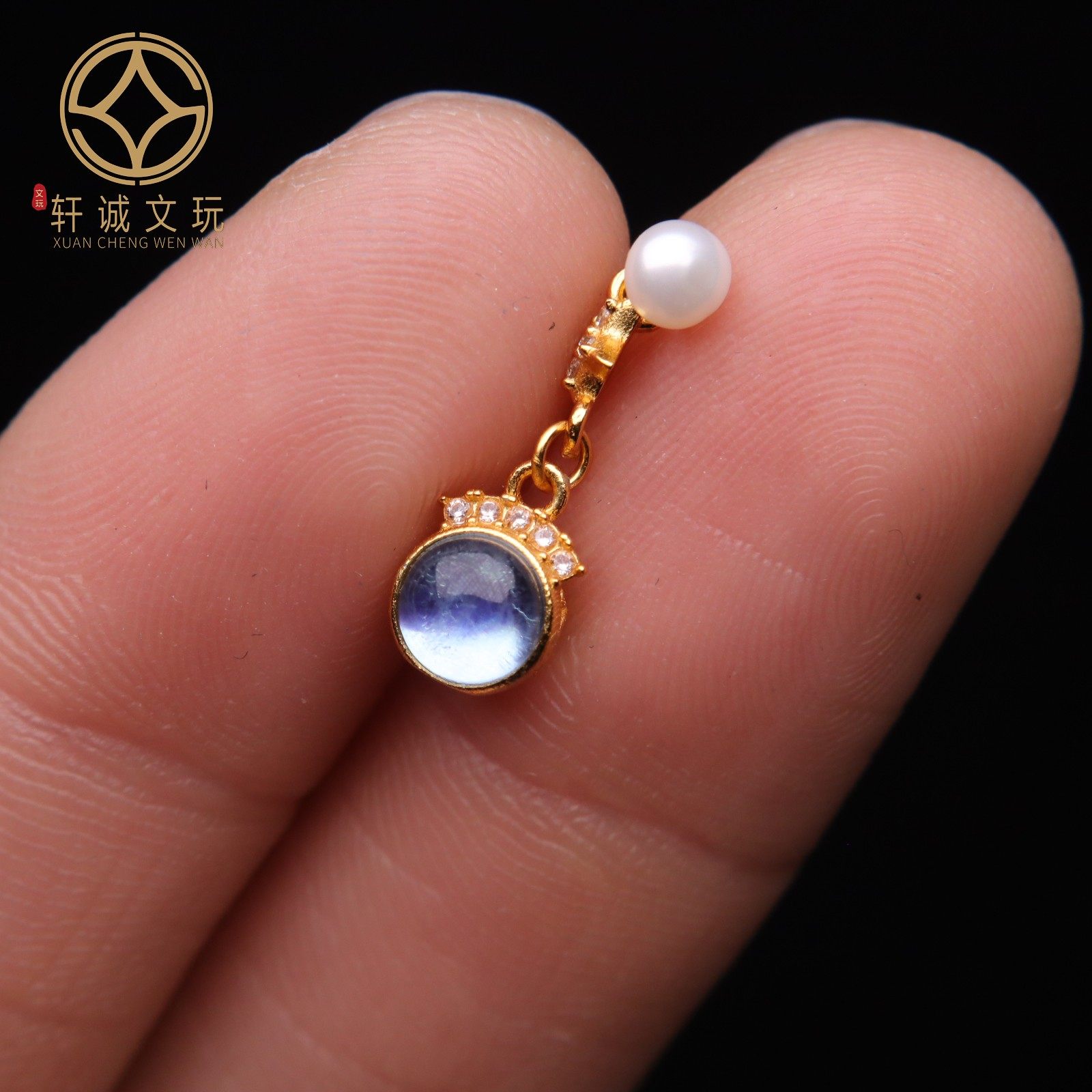 原创S925纯银镀金镶嵌海蓝宝珍珠桶珠隔珠配件配珠配饰桶珠饰品
