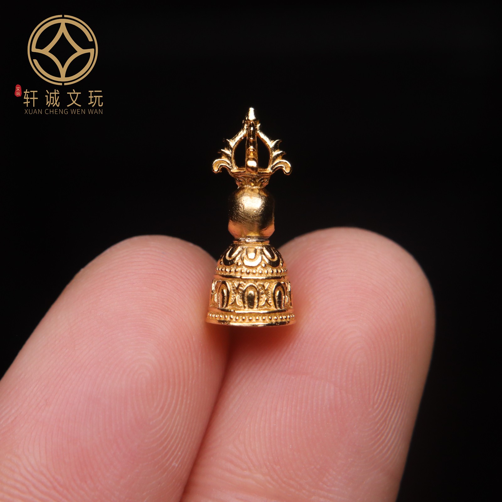 原创925银镀金金刚杵背云小配件挂件吊坠饰品金刚文玩配珠配饰