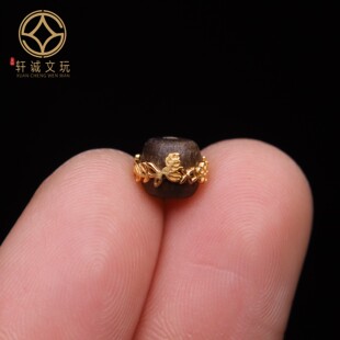 原创S925银镀金金枝玉叶莲花沉香桶珠手串手链diy文玩配珠配饰