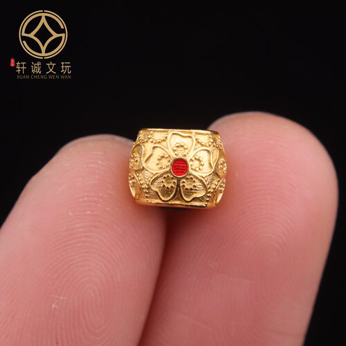8.7MM原创925银镀金镶钻花圆珠桶珠腰珠隔珠串珠编绳diy文玩配饰