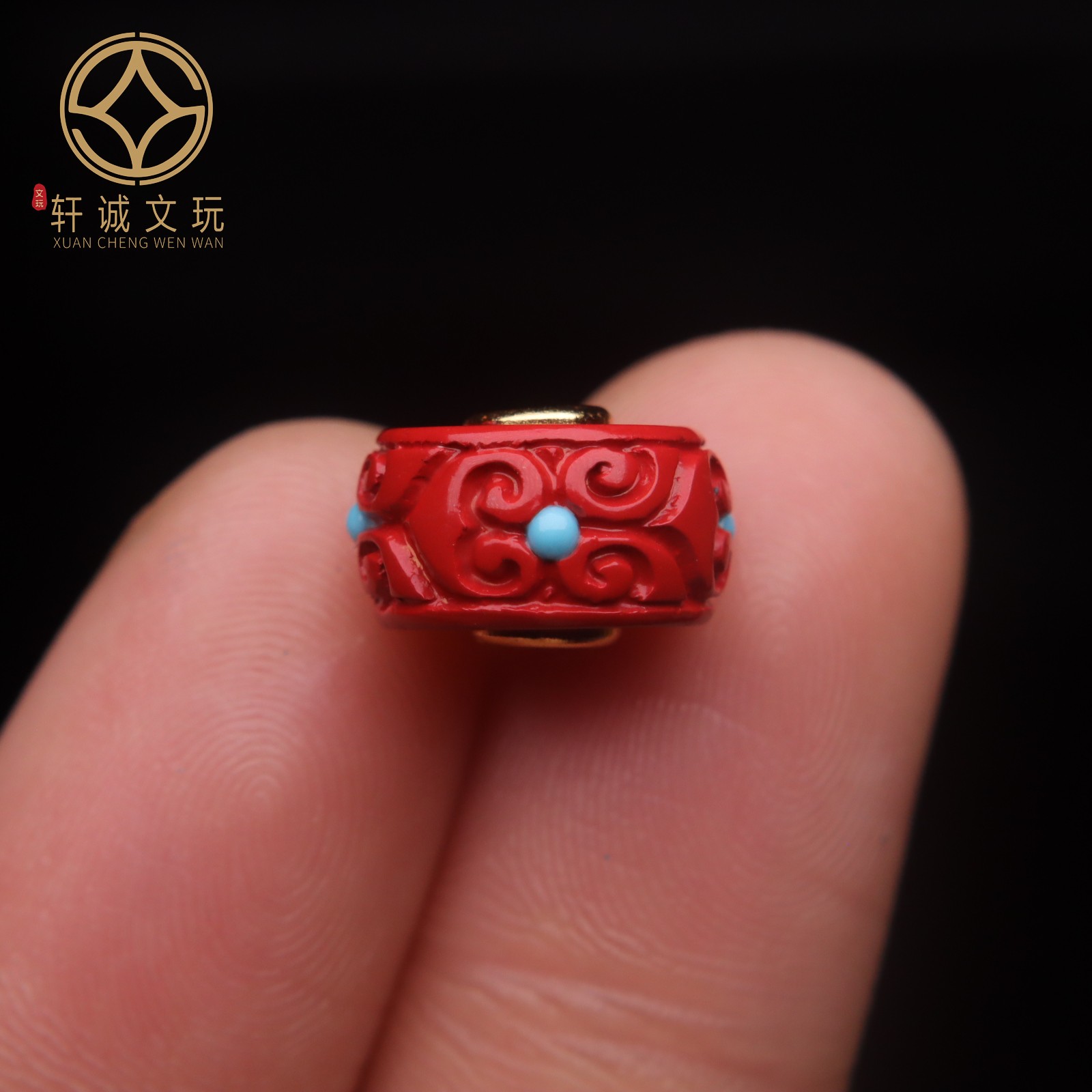 天然正品朱砂红砂帝王回纹镶嵌隔片隔珠顶腰珠手串文玩配件饰