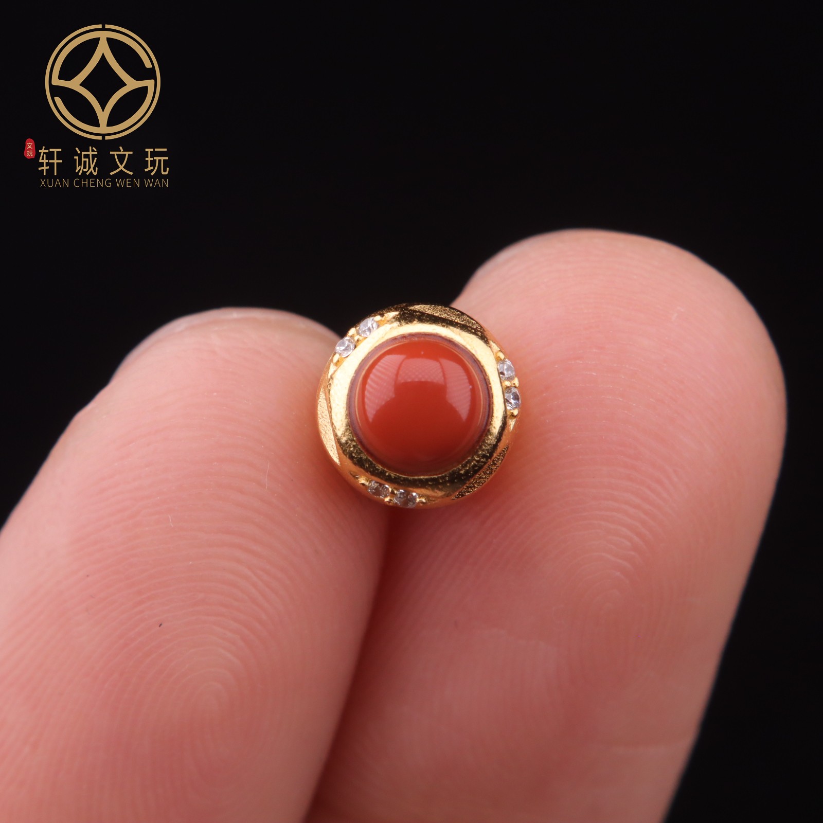 8MM半圆南红青金石桶珠银镀金镶嵌天然光面鼓珠隔珠diy配饰珠配件