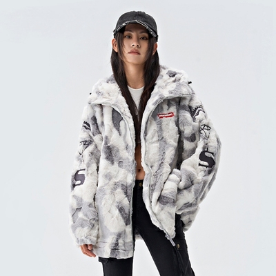 鲨鱼嘴2025新款毛绒棉服外套