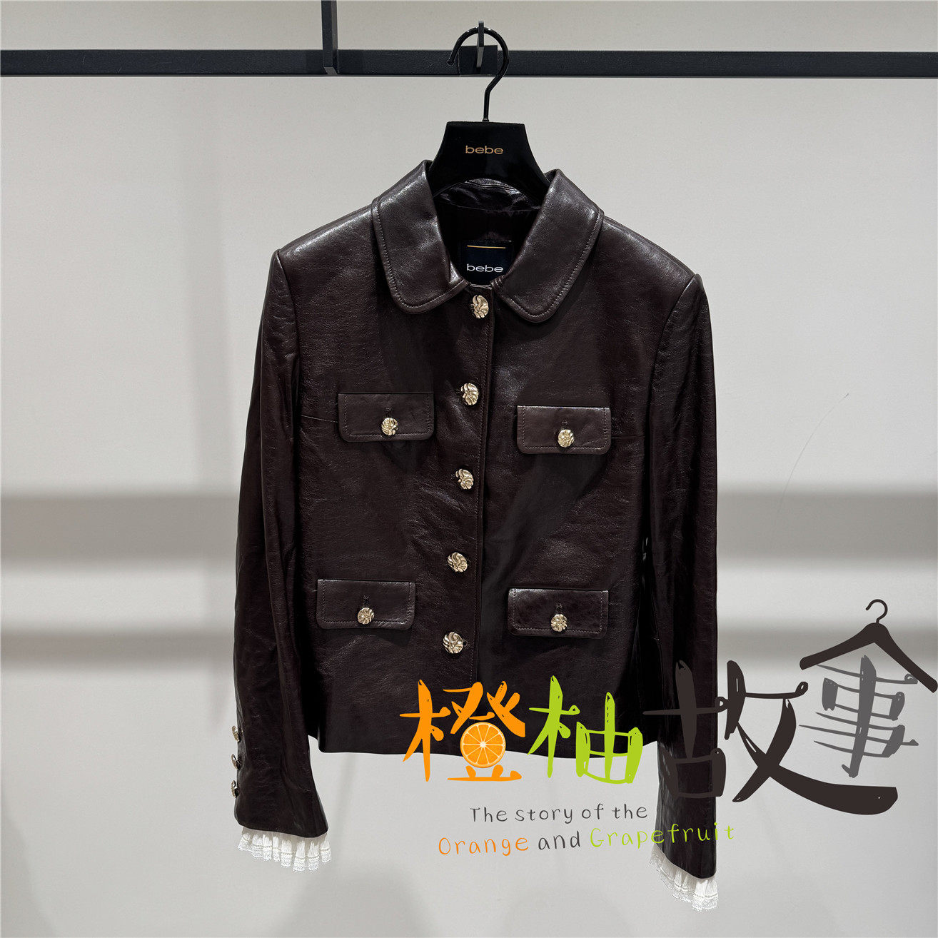 B26301102 国内专柜bebe正品代购2026秋皮衣外套301102可议价5998