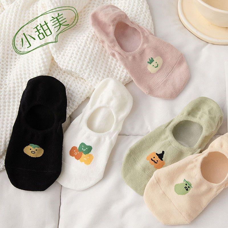 袜子夏季薄款女船袜不掉跟新款可爱日系糖果色ins潮隐形防滑短袜