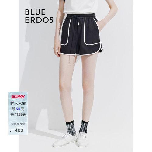 blueerdos撞色休闲纯棉短裤