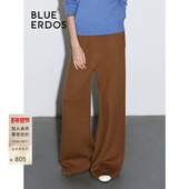 BLUE 女 复古简约绵羊毛羊绒阔腿针织休闲长裤 ERDOS 冬季