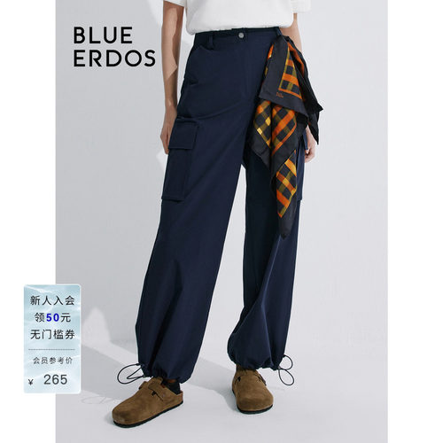 【真丝】BLUE ERDOS100%桑蚕丝黑橙格纹方巾B245S0002