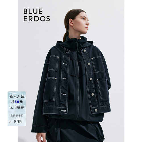 blueerdos宽松箱型牛仔外套