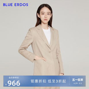 外套女 春秋羊毛亚麻混纺通勤职业舒适西装 ERDOS女装 BLUE