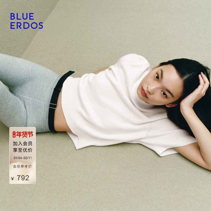 【零感羊绒】BLUE ERDOS冬季松弛感羊毛羊绒圆领宽松短袖针织衫,女装/女士精品,羊绒衫,淘宝优惠券,粉丝福利购,淘宝优惠卷