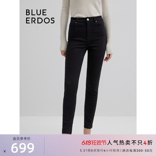 黑色铅笔裤 女牛仔裤 ERDOS秋冬修身 BLUE B236M3025