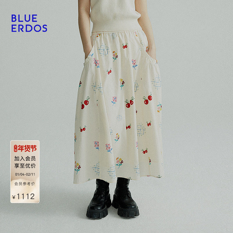 BLUE ERDOS春秋气质樱桃印花A字半裙伞裙女B255M0038,女装/女士精品,半身裙,淘宝优惠券,粉丝福利购,淘宝优惠卷