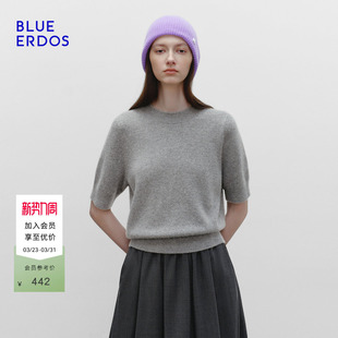 100%山羊绒 新品 BLUE 春季 多巴胺百搭女帽针织帽 ERDOS